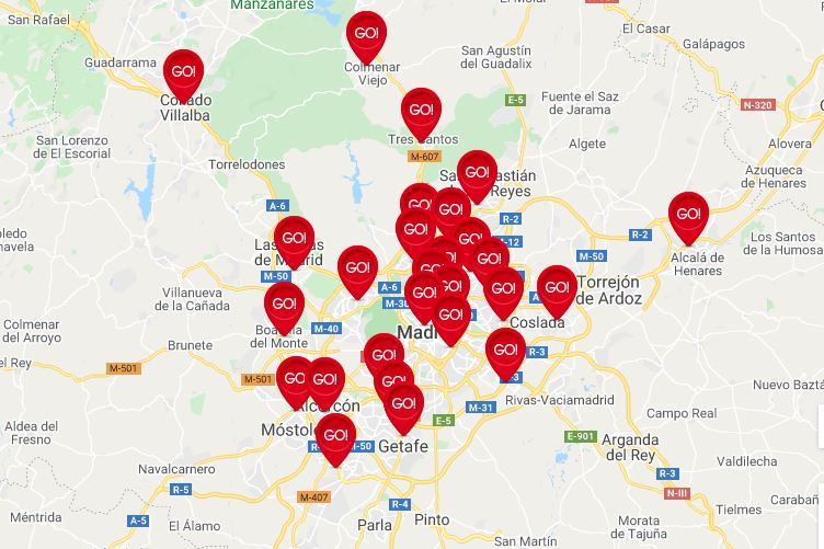 Mapa restaurantes de sushi en Madrid 